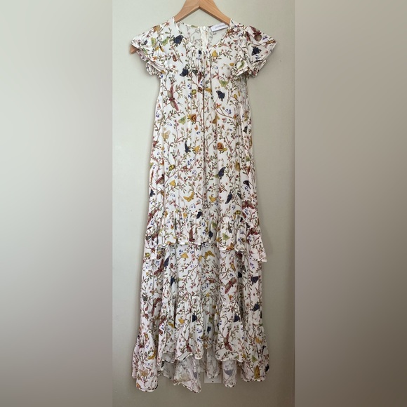 Zimmermann Frilled Tank MIDI Dress Garden Print Butterfly Size 2 / US Medium - Picture 2 of 16